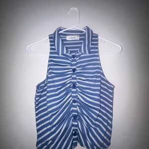 Charlotte Russe Blue and White Striped Button Down Shirt